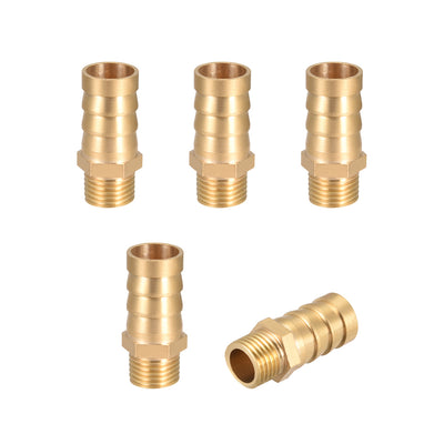 Harfington Uxcell Brass Barb Hose Fitting Connector Adapter 14mm Barbed x G1/4 Male Pipe 5Pcs