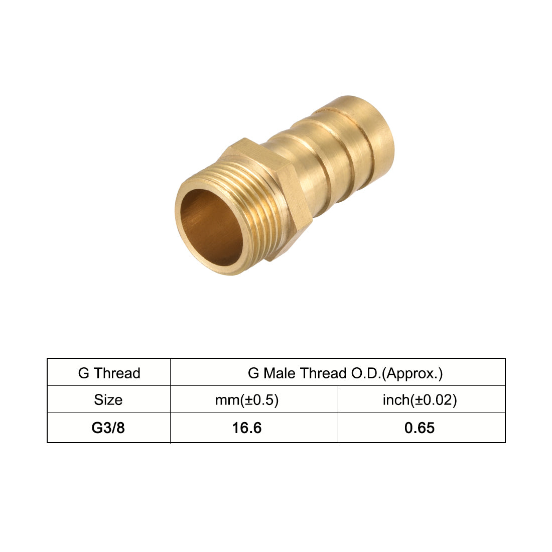 uxcell Uxcell Brass Barb Hose Fitting Connector Adapter 14mm Barbed x G3/8 Male Pipe