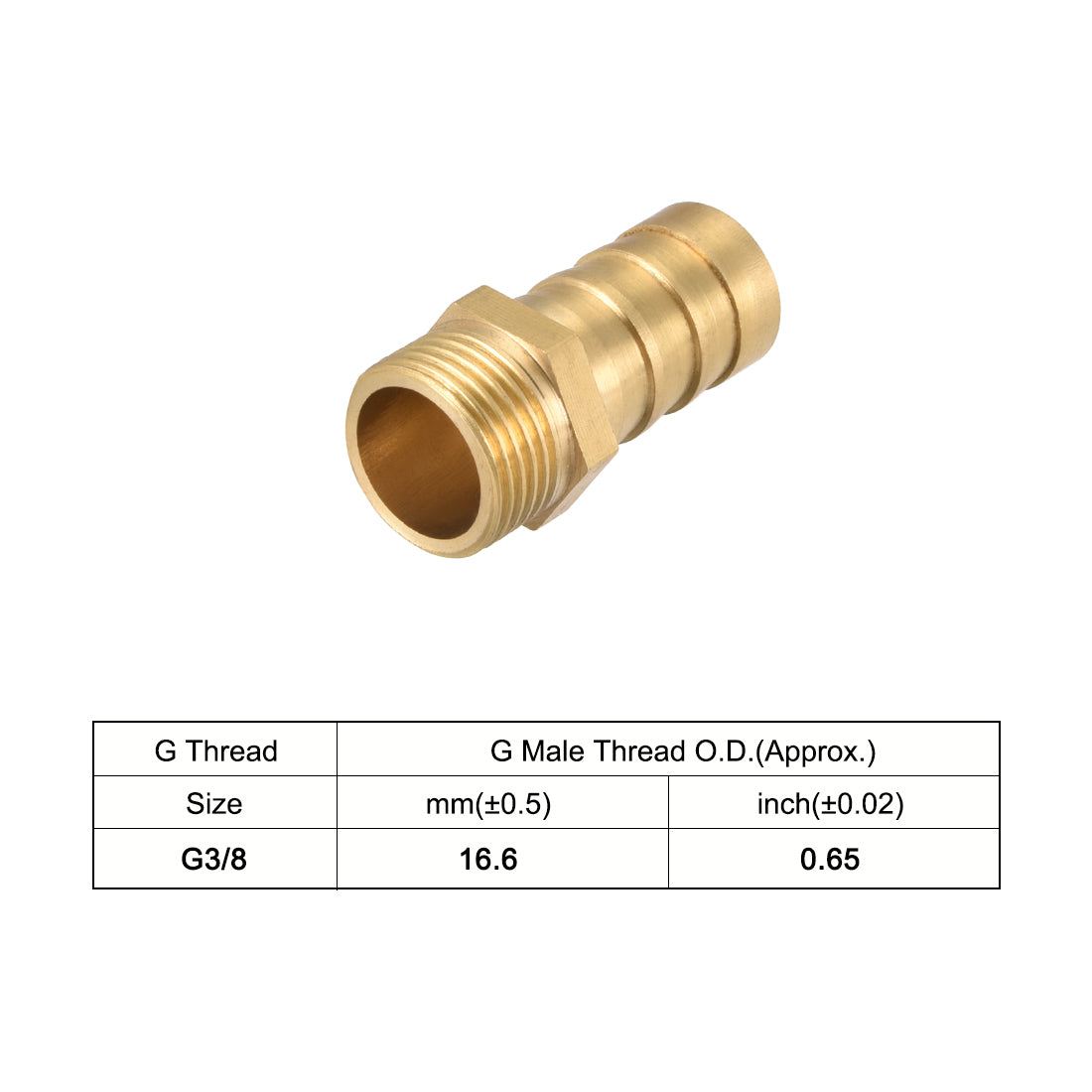 uxcell Uxcell Brass Barb Hose Fitting Connector Adapter 14mm Barbed x G3/8 Male Pipe 5Pcs