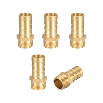 Harfington Uxcell Brass Barb Hose Fitting Connector Adapter 14mm Barbed x G3/8 Male Pipe 5Pcs