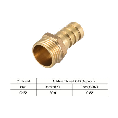 Harfington Uxcell Brass Barb Hose Fitting Connector Adapter 14mm Barbed x G1/2 Male Pipe