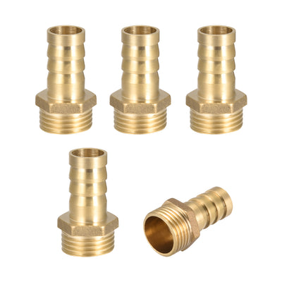 Harfington Uxcell Brass Barb Hose Fitting Connector Adapter 14mm Barbed x 1/2 PT Male Pipe 5Pcs