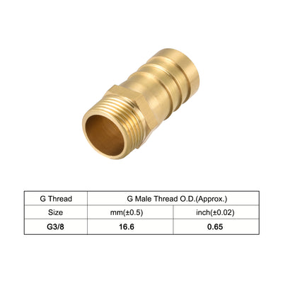 Harfington Uxcell Brass Barb Hose Fitting Connector Adapter 16mm Barbed x G3/8 Male Pipe 2Pcs