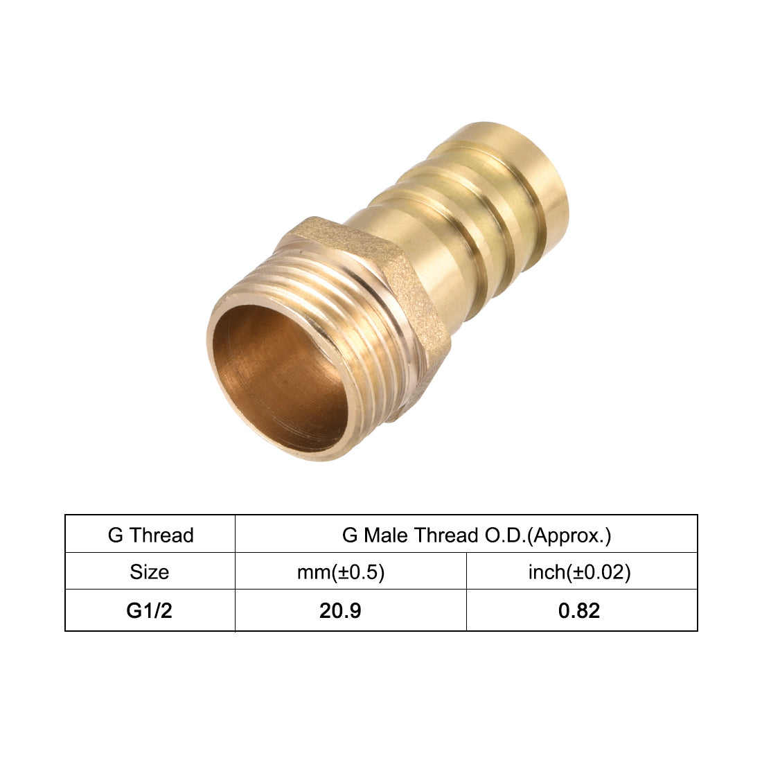 uxcell Uxcell Brass Barb Hose Fitting Connector Adapter 16mm Barbed x G1/2 Male Pipe