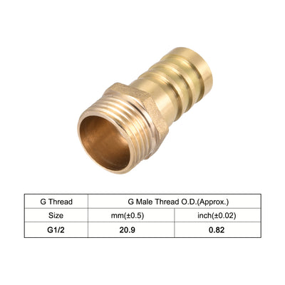 Harfington Uxcell Brass Barb Hose Fitting Connector Adapter 16mm Barbed x G1/2 Male 2pcs