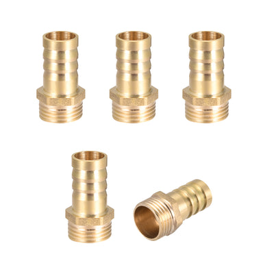 Harfington Uxcell Brass Barb Hose Fitting Connector Adapter 16mm Barbed x G1/2 Male Pipe 5pcs