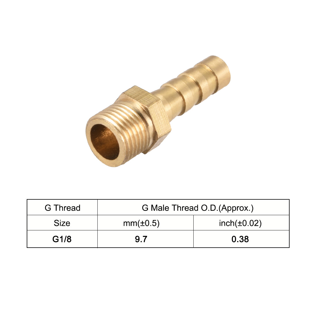 uxcell Uxcell Brass Barb Hose Fitting Connector Adapter 6mm Barbed x G1/8 Male Pipe