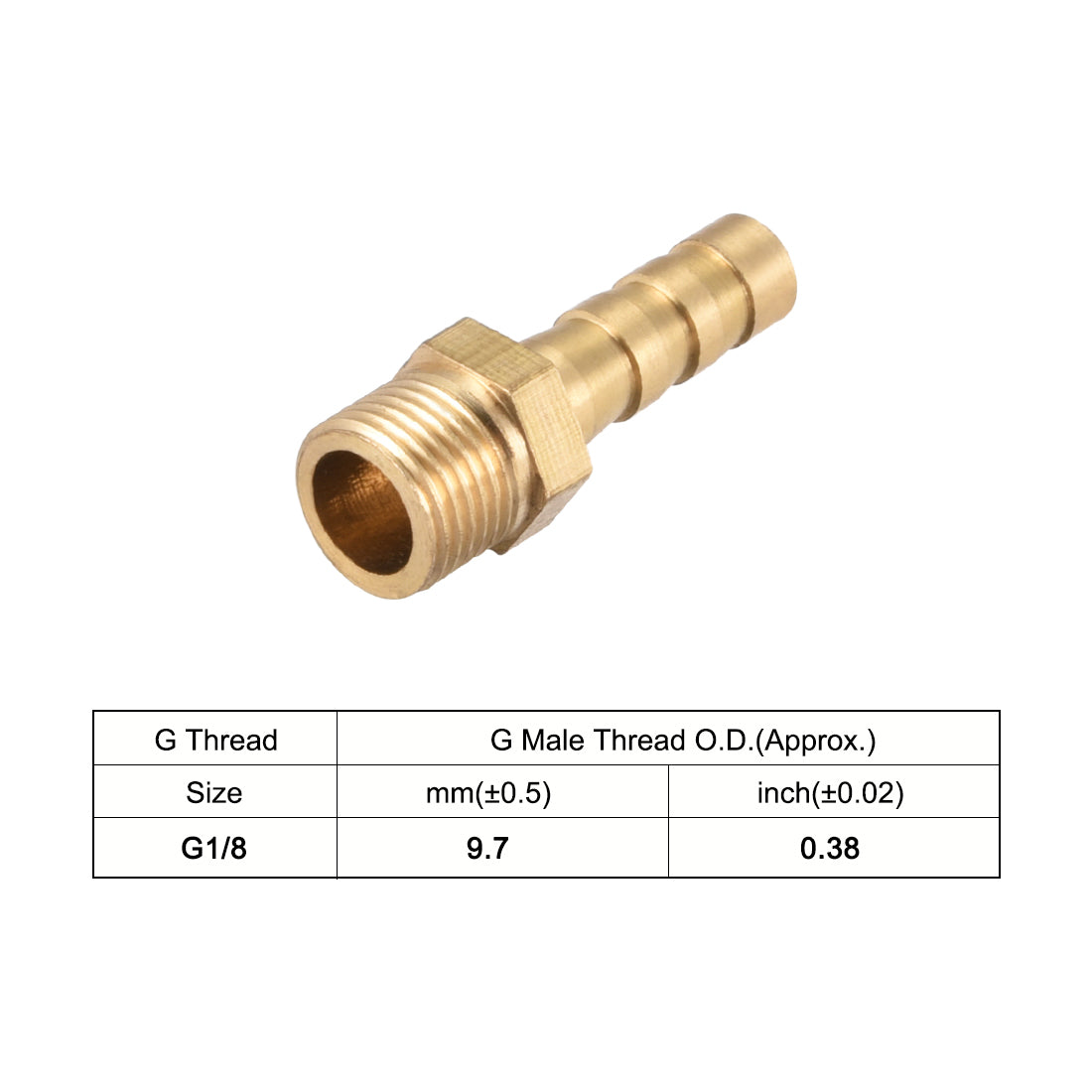 uxcell Uxcell Brass Barb Hose Fitting Connector Adapter 6mm Barbed x G1/8 Male Pipe 2pcs