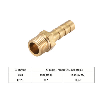 Harfington Uxcell Brass Barb Hose Fitting Connector Adapter 6mm Barbed x G1/8 Male Pipe 2pcs