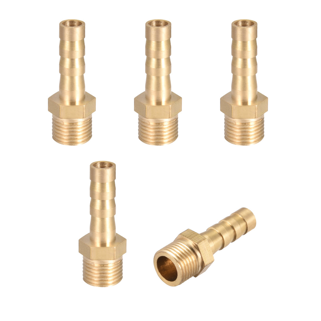 uxcell Uxcell Brass Barb Hose Fitting Connector Adapter 6mm Barbed x G1/8 Male 5pcs