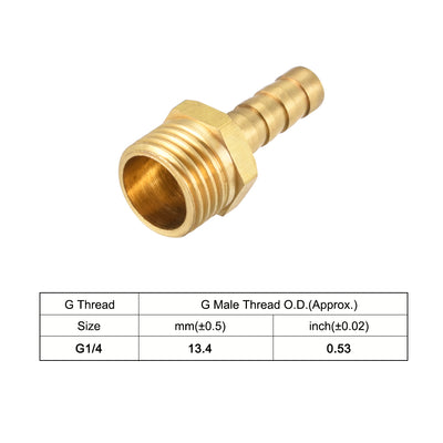 Harfington Uxcell Brass Barb Hose Fitting Connector Adapter 6mm Barbed x G1/4 Male Pipe