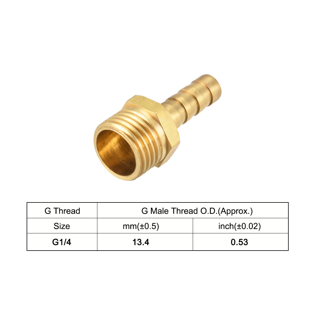 uxcell Uxcell Brass Barb Hose Fitting Connector Adapter 6mm Barbed x G1/4 Male Pipe 5pcs