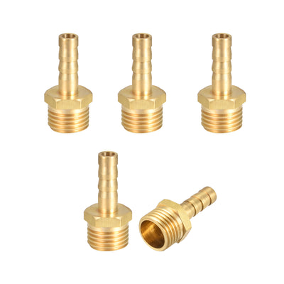 Harfington Uxcell Brass Barb Hose Fitting Connector Adapter 6mm Barbed x G1/4 Male Pipe 5pcs