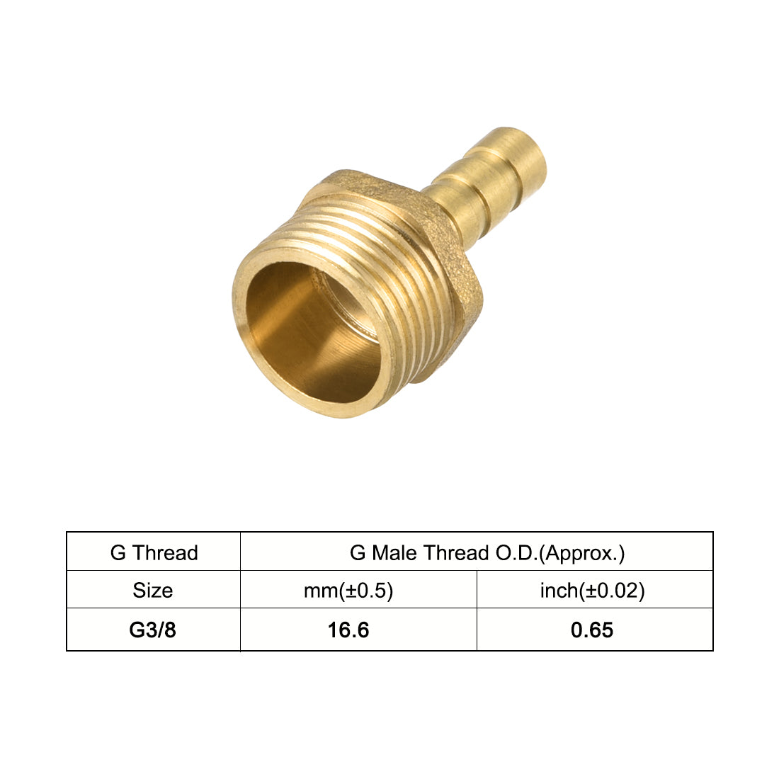 uxcell Uxcell Brass Barb Hose Fitting Connector Adapter 6mm Barbed x G3/8 Male Pipe 2pcs