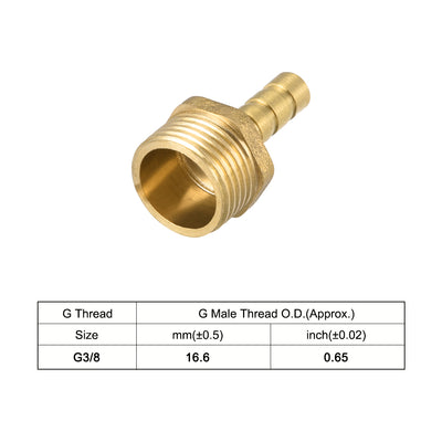 Harfington Uxcell 5Stk. Messing Schlauchanschluss Stecker Adapter 6mm Widerhaken x3/8"G Außenrohr