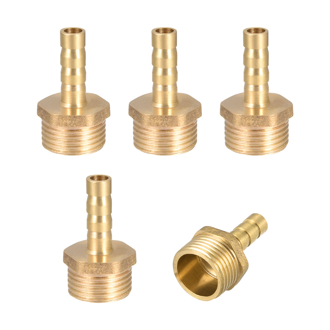 uxcell Uxcell 5Stk. Messing Schlauchanschluss Stecker Adapter 6mm Widerhaken x3/8"G Außenrohr