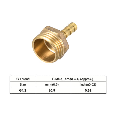 Harfington Uxcell Brass Barb Hose Fitting Connector Adapter 6mm Barbed x G1/2 Male Pipe 2pcs