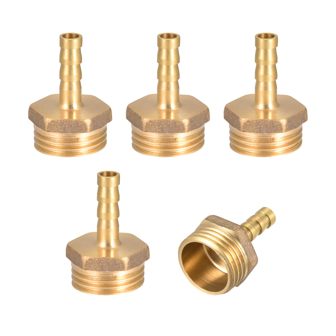 uxcell Uxcell Brass Barb Hose Fitting Connector Adapter 6mm Barbed x G1/2 Male Pipe 5 pcs