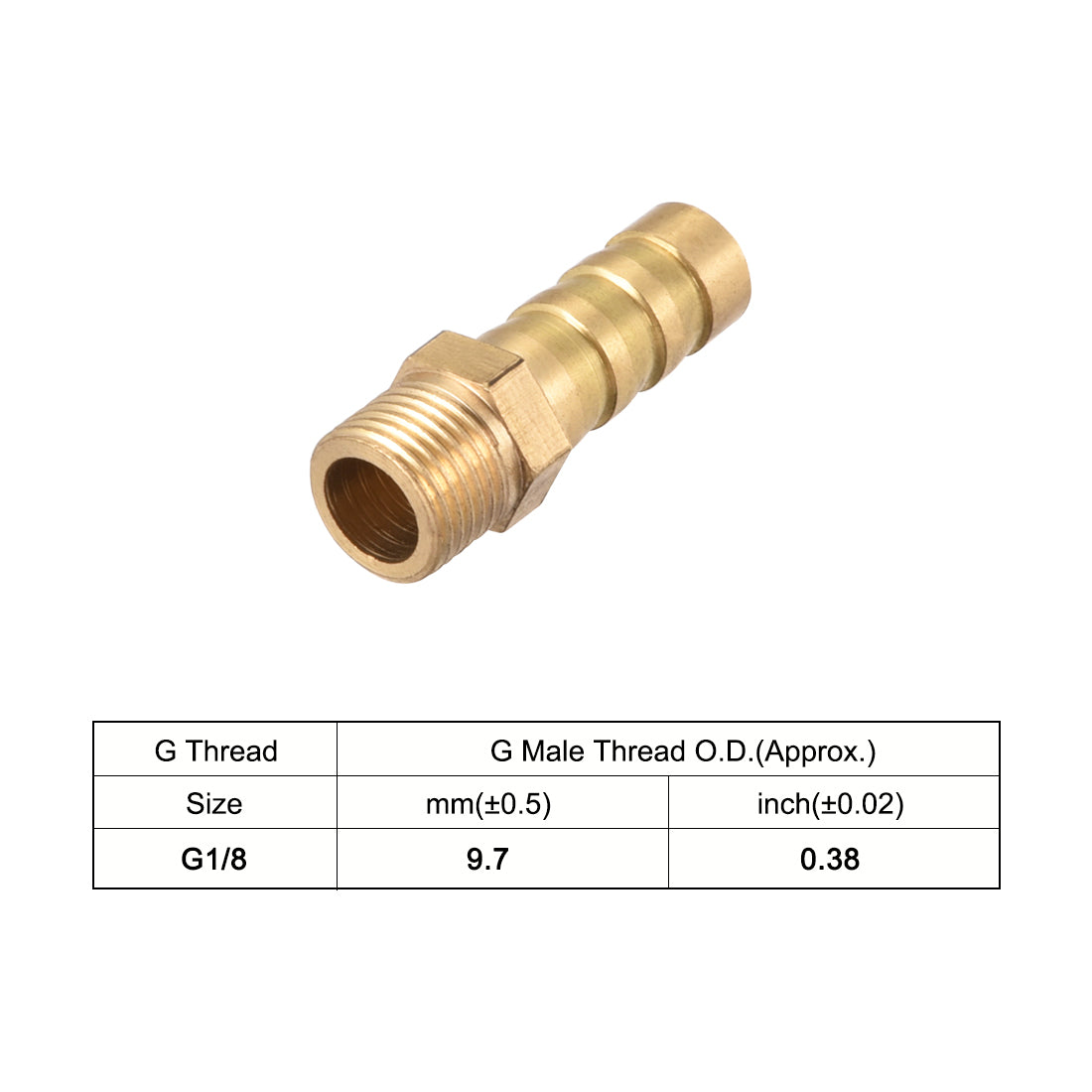 uxcell Uxcell Brass Barb Hose Fitting Connector Adapter 8mm Barbed x G1/8 Male Pipe 2pcs