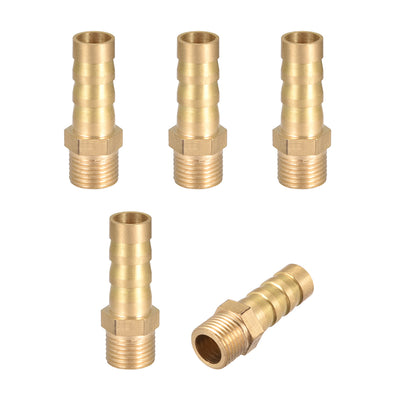 Harfington Uxcell Brass Barb Hose Fitting Connector Adapter 8mm Barbed x G1/8 Male Pipe 5pcs