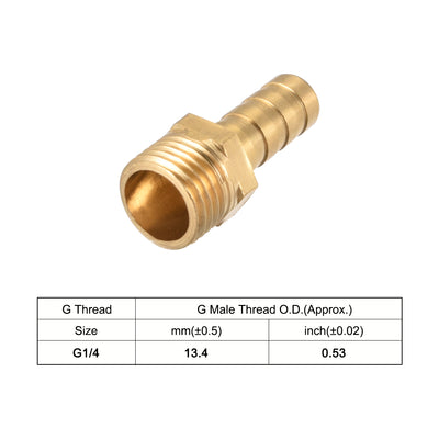 Harfington Uxcell Brass Barb Hose Fitting Connector Adapter 8mm Barbed x G1/4 Male Pipe 2pcs