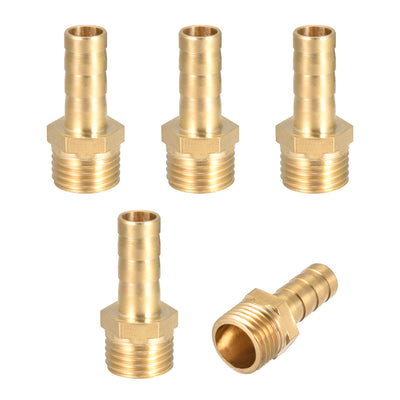 Harfington Uxcell Brass Barb Hose Fitting Connector Adapter 8mm Barbed x G1/4 Male Pipe 5pcs