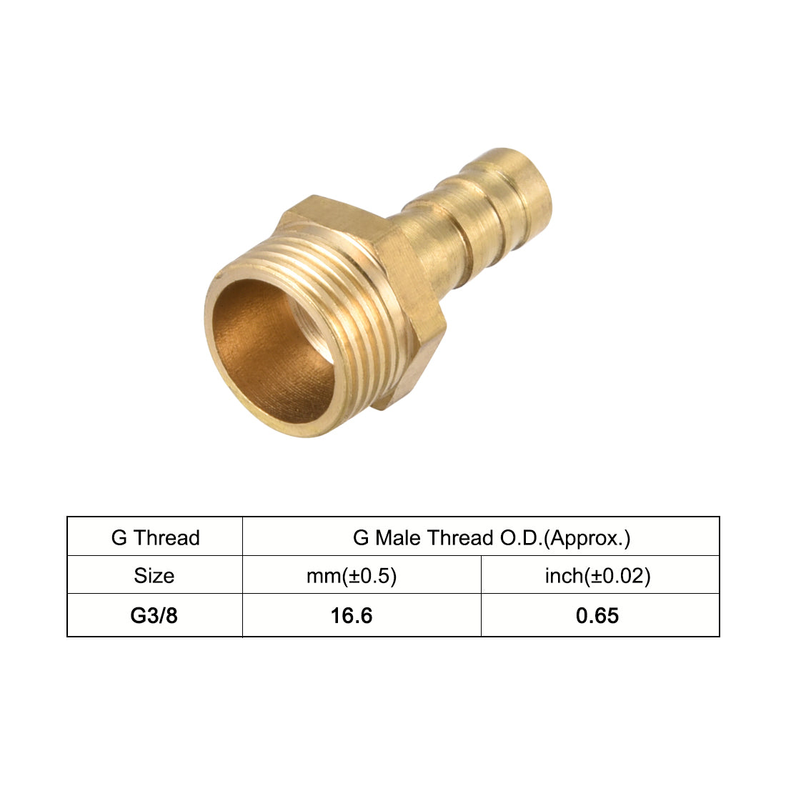 uxcell Uxcell Brass Barb Hose Fitting Connector Adapter 8mm Barbed x G3/8 Male Pipe 2pcs