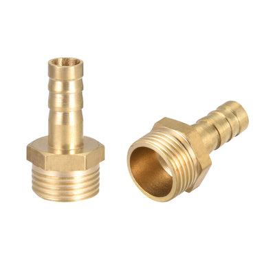 Harfington Uxcell Brass Barb Hose Fitting Connector Adapter 8mm Barbed x G3/8 Male Pipe 2pcs