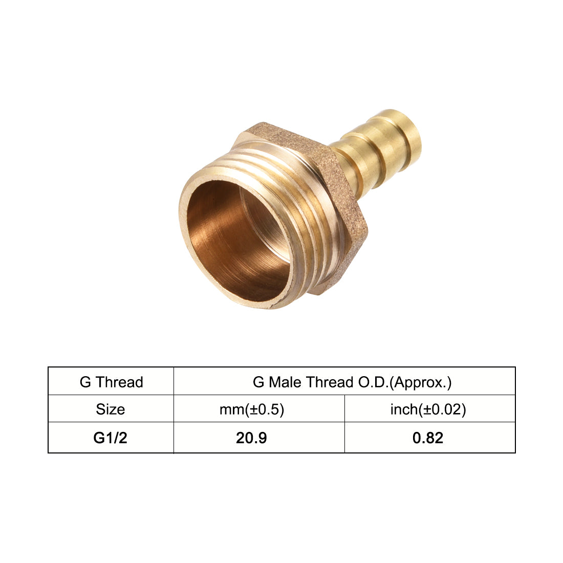 uxcell Uxcell Brass Barb Hose Fitting Connector Adapter 8mm Barbed x G1/2 Male Pipe 2pcs