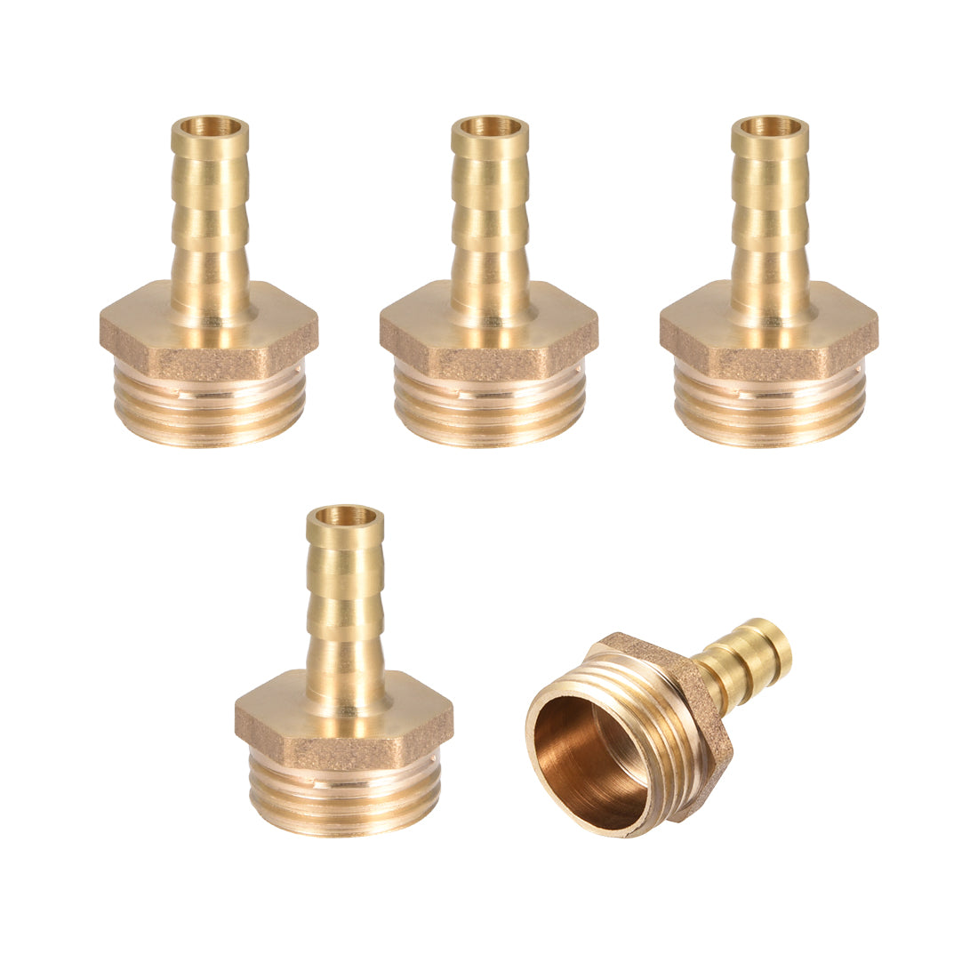 uxcell Uxcell Brass Barb Hose Fitting Connector Adapter 8mm Barbed x G1/2 Male Pipe 5pcs