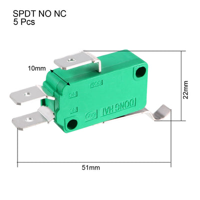 Harfington Uxcell 5PCS KW3-OZ-4 16A 125/250VAC Simulated R Lever Type SPDT NO NC Micro Limit Switches