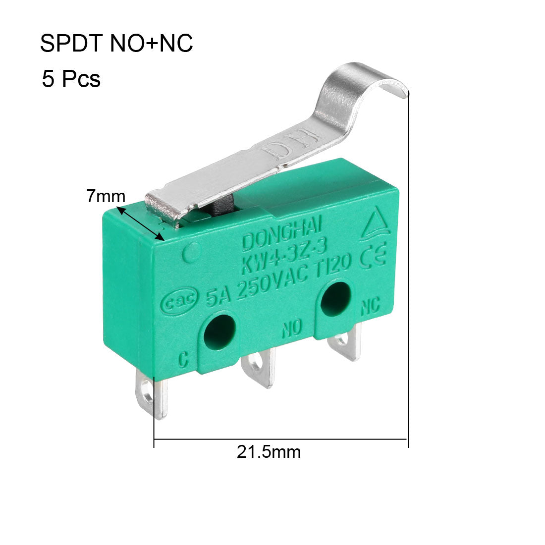 uxcell Uxcell 5Pcs KW4-3Z-3 5A/250VAC Simulated R-Lever Type Micro Switches