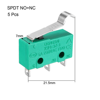 Harfington Uxcell 5Pcs KW4-3Z-3 5A/250VAC Simulated R-Lever Type Micro Switches