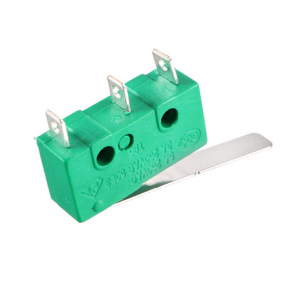 Harfington Uxcell 5PCS KW4-3Z-3 5A125/250VAC Micro Limit Switch SPDT NO NC 3 Terminals Momentary Long Hinge Lever Green