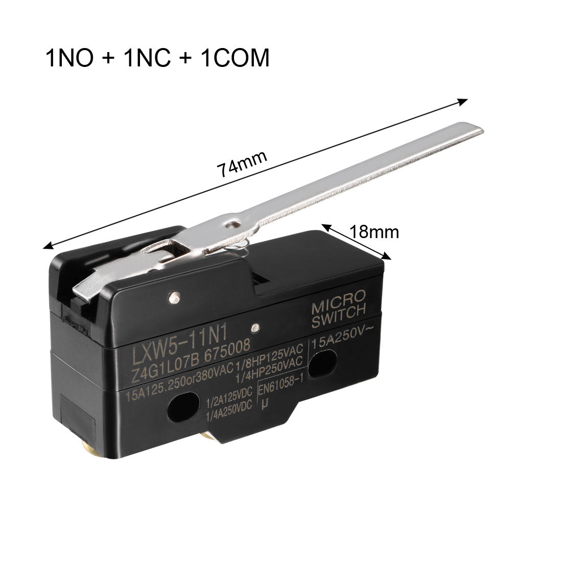 uxcell Uxcell LXW5-11N1 1NO + 1NC Long Hinge Lever Type Miniature Micro Switch