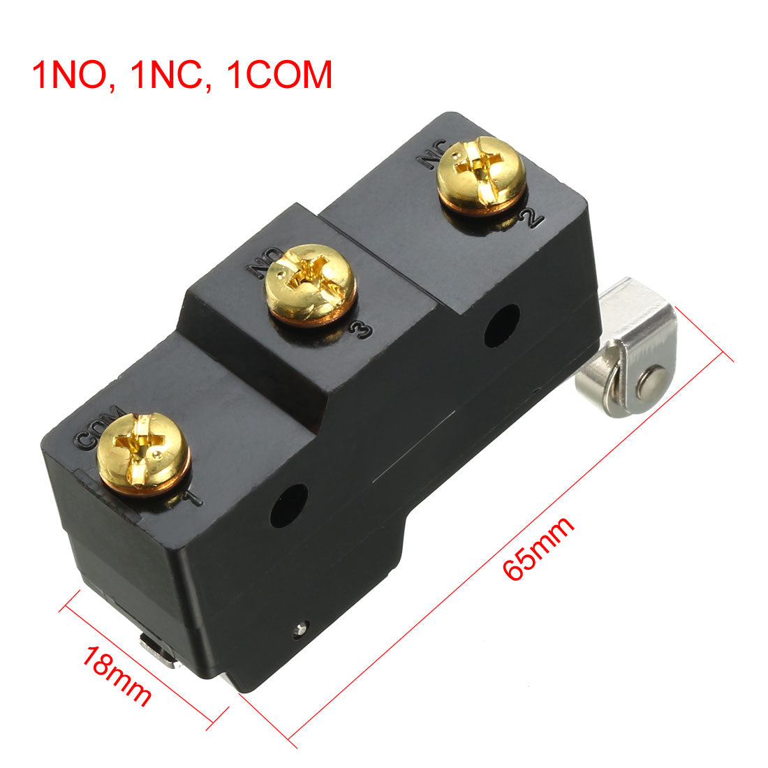 uxcell Uxcell TM-1703 SPDT 1NO+1NC Panel Mount Long Hinge Roller Lever Type Micro Limit Switch Screw Terminals