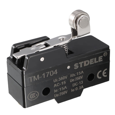 Harfington Uxcell 2PCS TM-1704 SPDT 1NO+1NC Panel Mount Short Hinge Roller Lever Type Micro Limit Switch Screw Terminals