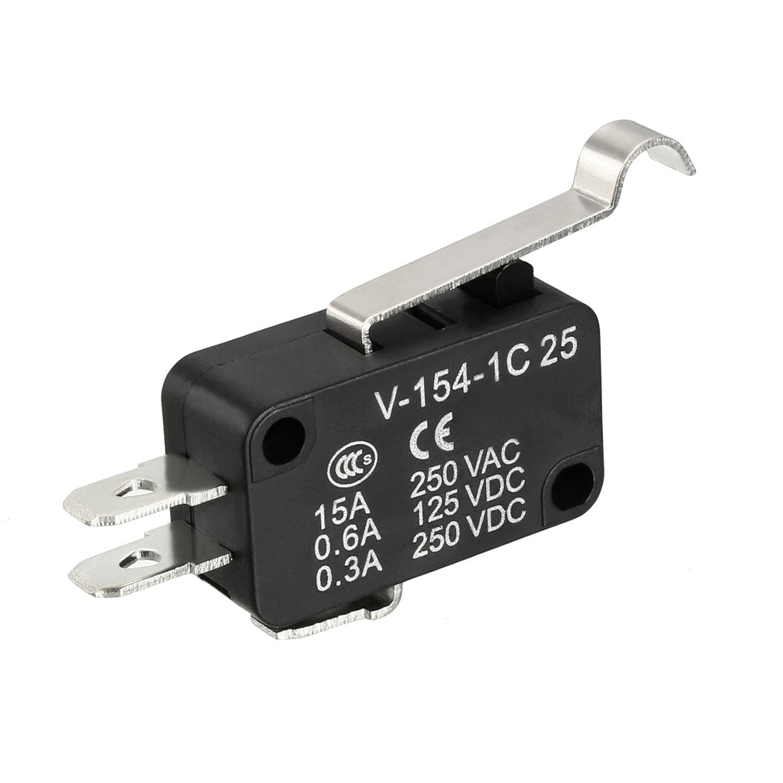 uxcell Uxcell 5Pcs V-154-1C25 Micro Limit Switch Momentary SPDT NO NC 3 Pin Simulated R-Lever Type Arm