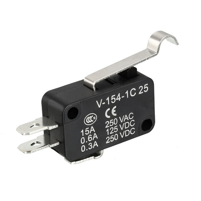 Harfington Uxcell 5Pcs V-154-1C25 Micro Limit Switch Momentary SPDT NO NC 3 Pin Simulated R-Lever Type Arm