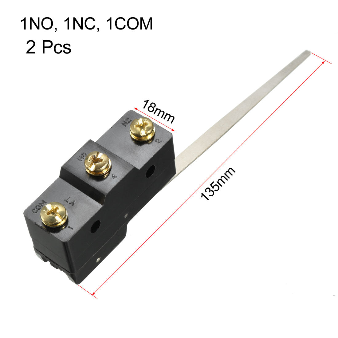 uxcell Uxcell 2PCS Z-15HW24-B 1NO + 1NC Long Steel Wire Lever Type Micro Action Switches