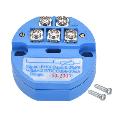 Harfington Uxcell PT100 Temperature Sensor Transmitter 24V DC 4-20mA -50℃ to 200℃