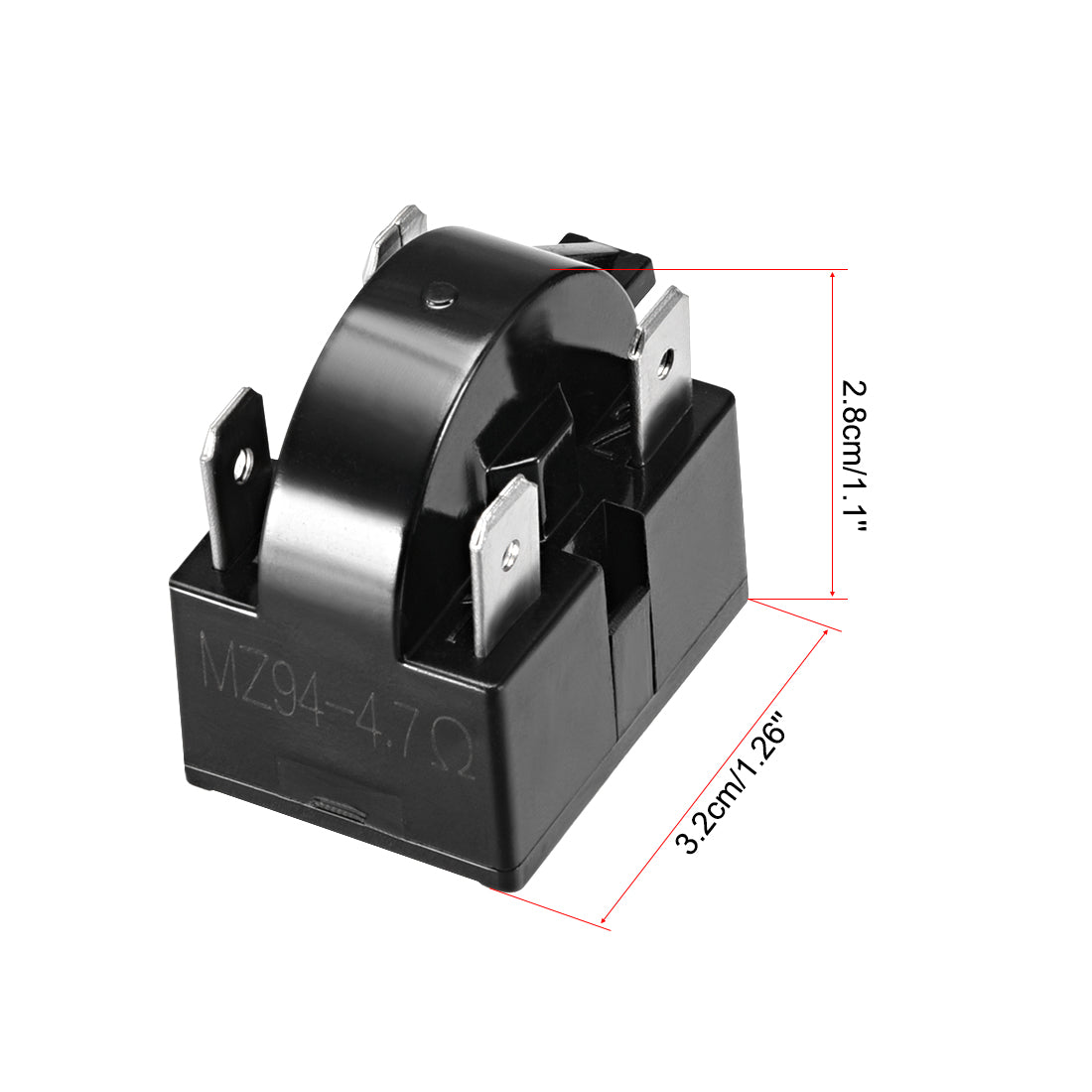 uxcell Uxcell 4.7 Ohm 4 Pin Refrigerator  Starter Relay Black