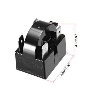 Harfington Uxcell 2 Pcs 15 Ohm 4 Pin Refrigerator  Starter Relay Black