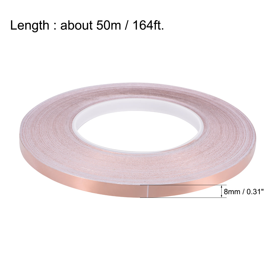 uxcell Uxcell Single-sided Conductive Tape Copper Foil Tape 8mm x 50m(164ft) for EMI Shielding, Stained Glass, Electrical Repairs