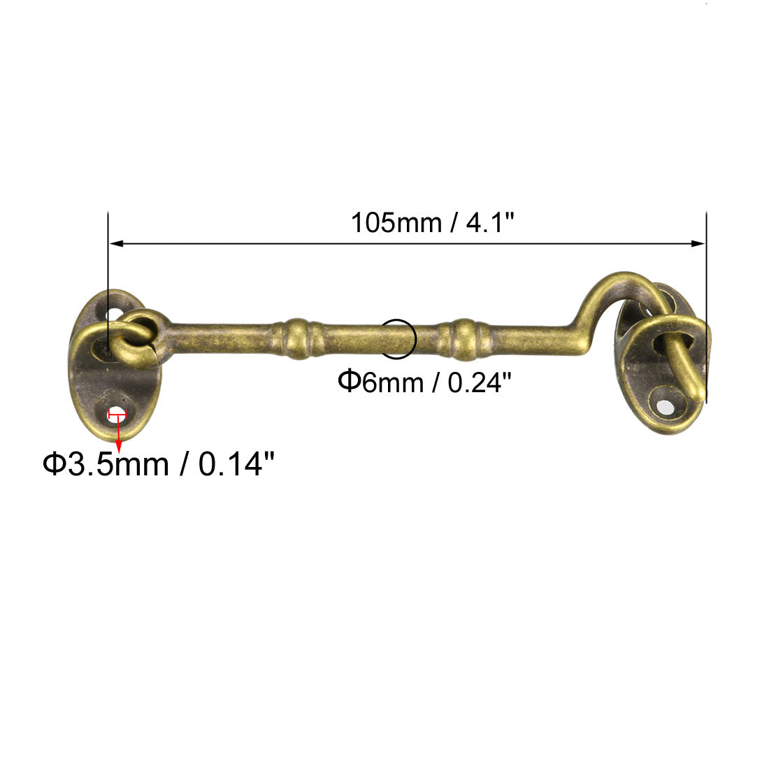 uxcell Uxcell 4.1" Cabin Hooks Eye Latch Door Gate Swivel Window Brass Hook with Mounting Screws Antique Bronze 1pcs