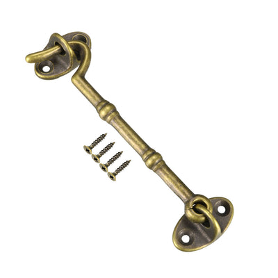 Harfington Uxcell 4.1" Cabin Hooks Eye Latch Door Gate Swivel Window Brass Hook with Mounting Screws Antique Bronze 1pcs