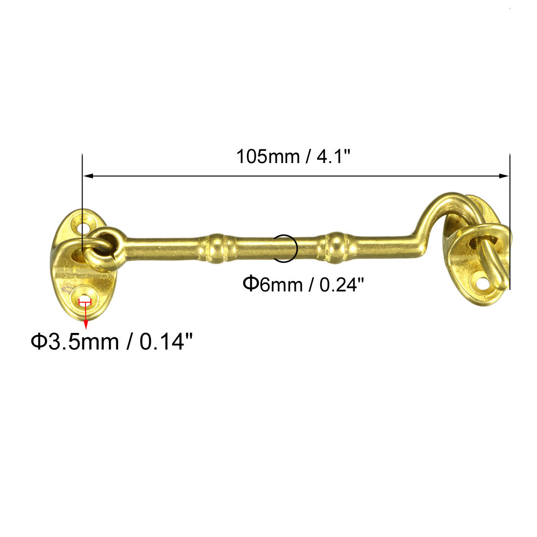 uxcell Uxcell 1Stk. 4,1" Kabine Ösenverschluss Tür Messing Haken mit Montageschrauben Golden