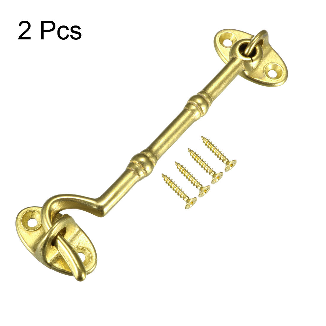 uxcell Uxcell 4.1" Cabin Hooks Eye Latch Door Gate Swivel Window Brass Hook with Mounting Screws Golden 2pcs