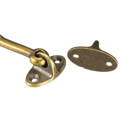 Harfington Uxcell 4.7" Cabin Hooks Eye Latch Door Gate Swivel Window Brass Hook with Mounting Screws Antique Bronze 2pcs