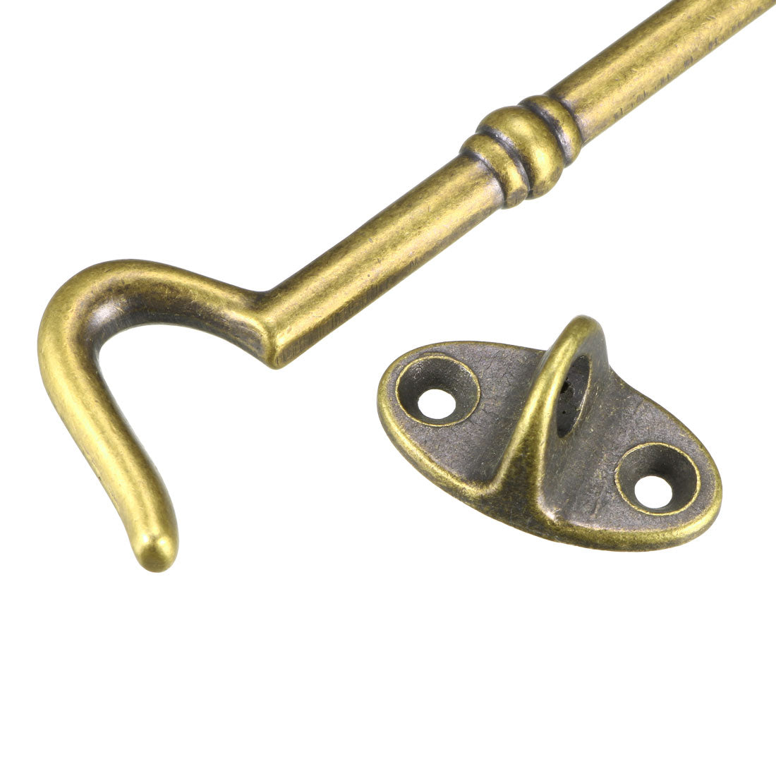 uxcell Uxcell 6" Cabin Hooks Eye Latch Door Gate Swivel Window Brass Hook with Mounting Screws Antique Bronze 1pcs